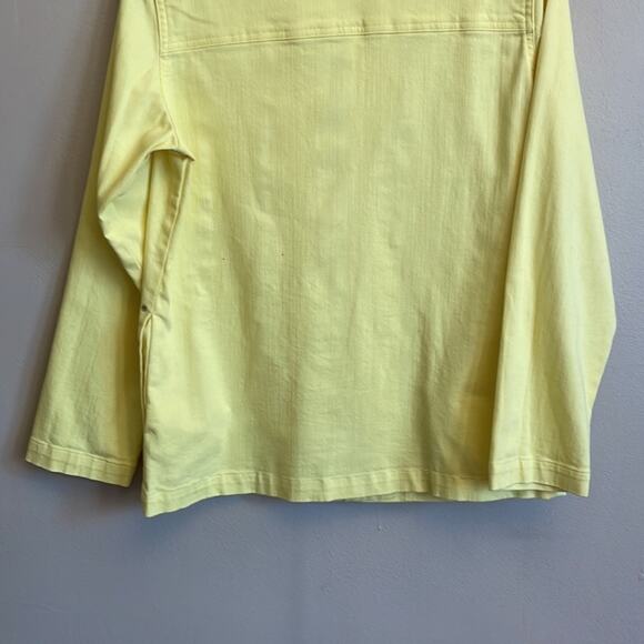 Quacker Factory XS yellow denim jacket silver rhinestone sparkle shine - Picture 7 of 7